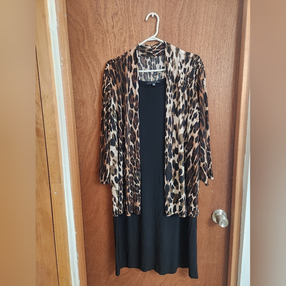 Tiana B Animal Print Midi Dress Long Sleeves Size 20W